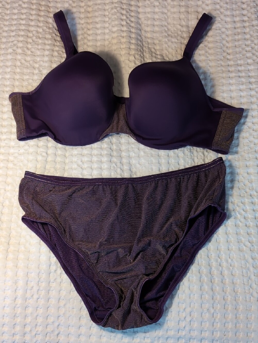 Deesse Lingerie Purple Bra and Bikini Brief Set